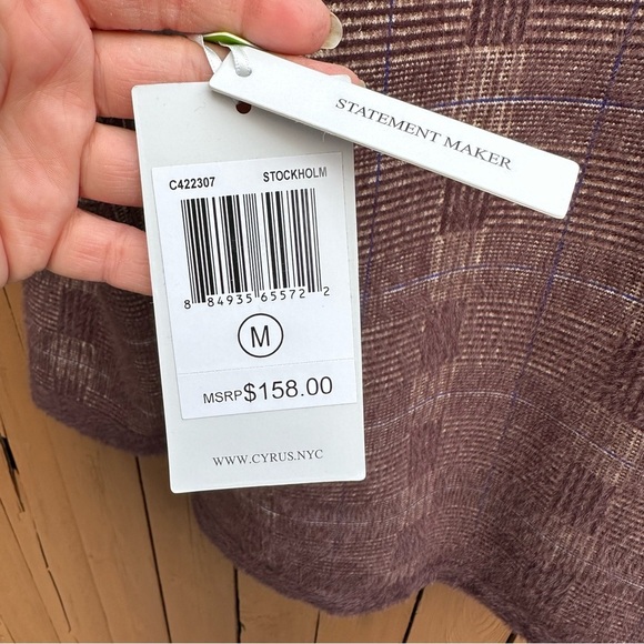 Cyrus | NWT Size Medium Stockholm Plaid Mink Jacket - Picture 12 of 16